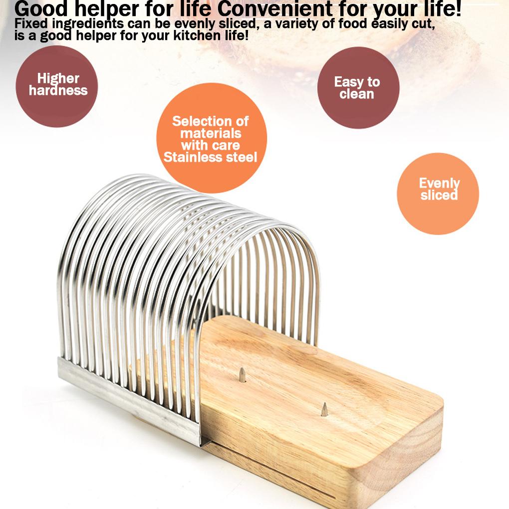 High Hardness Kitchen Slicer With Fixed Base For Uniform Toast Cutting Wooden Seat Toast Slicer