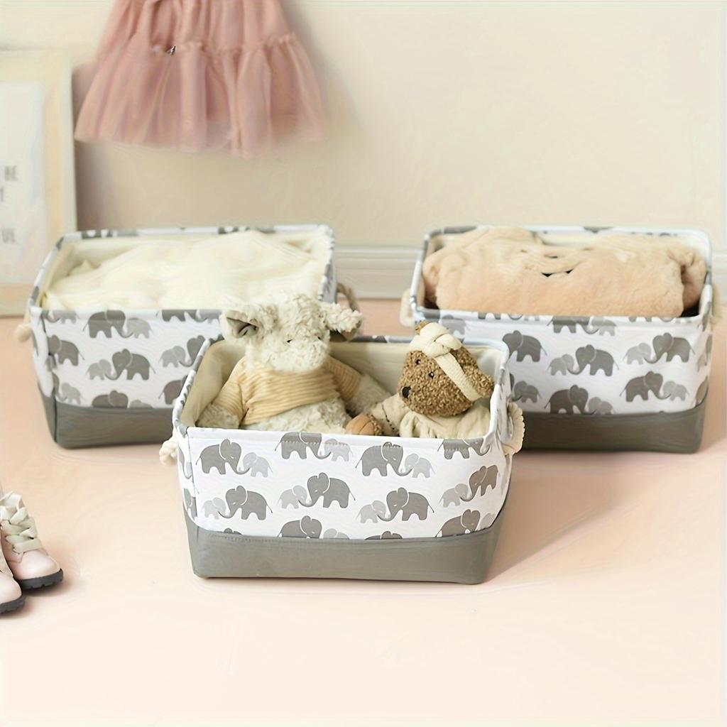 1pc Storage Basket with Drawstring Closure, Collapsible Storage Basket, Clothes Organiser, Sundry Organiser, Elephant Pattern Storage Basket