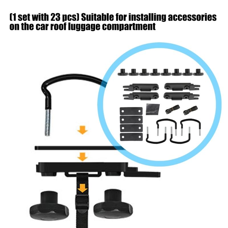 Conjunto de Ferragens de Montagem de Rack de Teto com 23 Peças, com Gaxetas de Borracha e Placas de Suporte para Proteção do Veículo e Design Antivibração