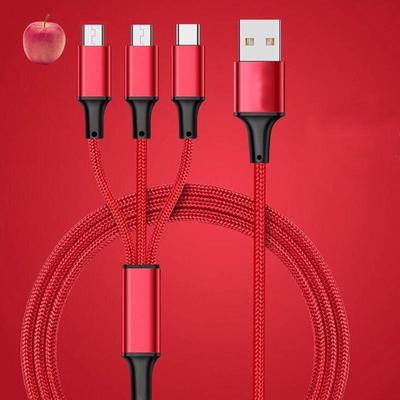 Spot Nylon Braided 3-in-1 Fast Charging Cable - 2A Mobile Flash Charge Gift Cable