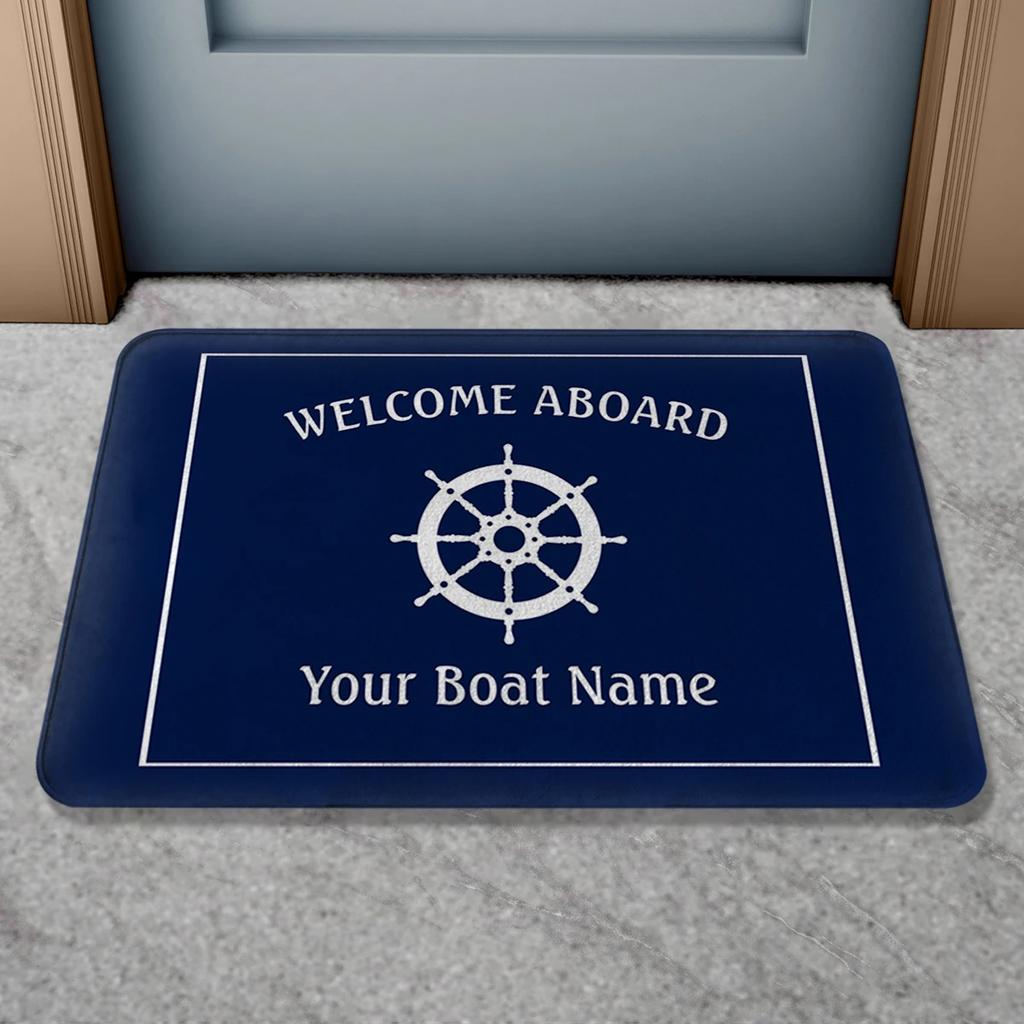 VIKAMA Personalized Boat Name Welcome Mat, Non-Slip Bathroom And Door Mat, Ideal For Nautical-Themed Home Decor, Unique Gift