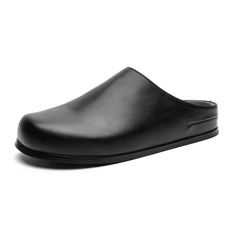 Plus Size 46 Slip-On Mules Loafers Slippers Summer Platform Half-Back Flats Casual Shoes For Man Leather Backless Slides Sandals
