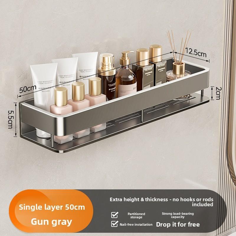 Modernes minimalistisches Badezimmer-Aufbewahrungsregal mit Haken und zwei Ebenen für den Heimgebrauch