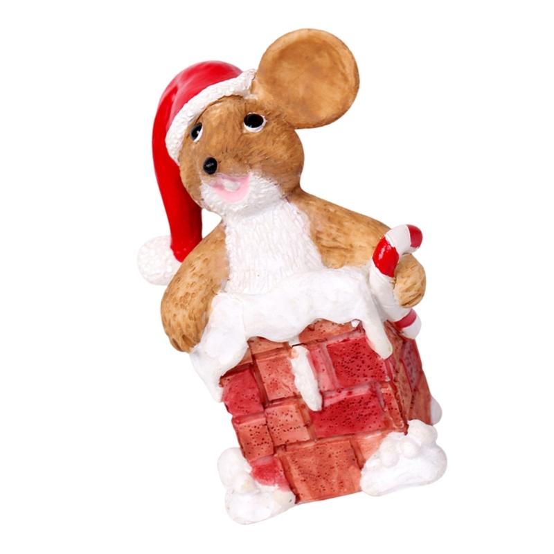 Charm Mouse Resin Decoration Mouse Sculpture for Adding Festival Touch to Home or Office Miniature Christmas Models