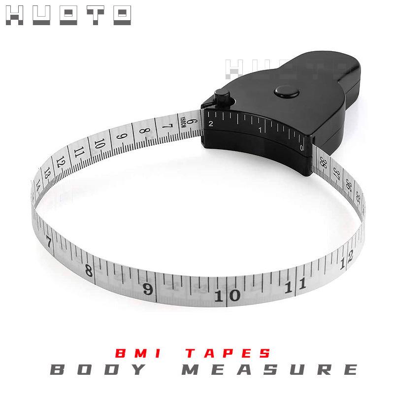 High-Precision Waist, Hip, and Bust Leather Tape Measure with Handle and Torch, Black