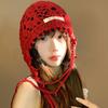 Handmade Knitted Beanies Caps Hollow Weave Basin Hats Ins Crochet Tassels Cap Streetwear