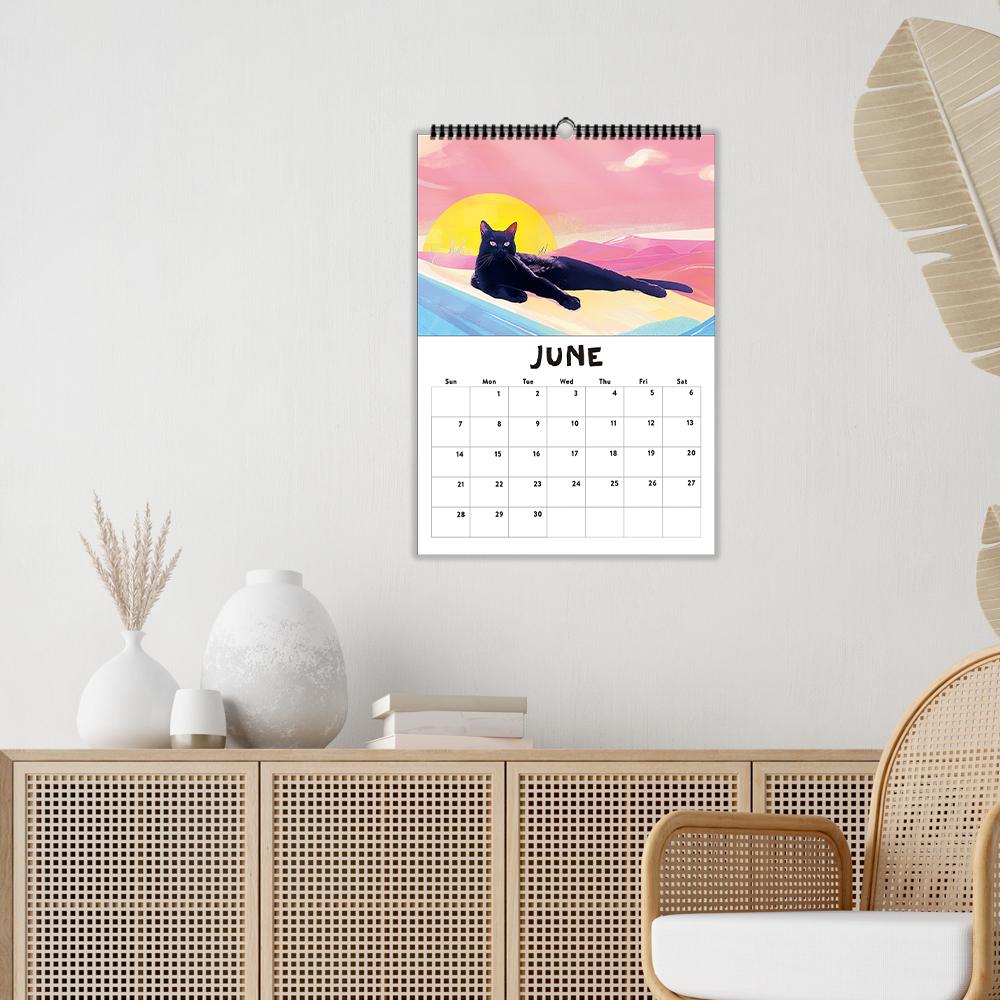 1pc 2026 Wall Calendar,Hand-Drawn Cute Cat Series,12 Beautiful Designs,Perfect Gift for Cat Lovers,Birthday,Christmas & New Year