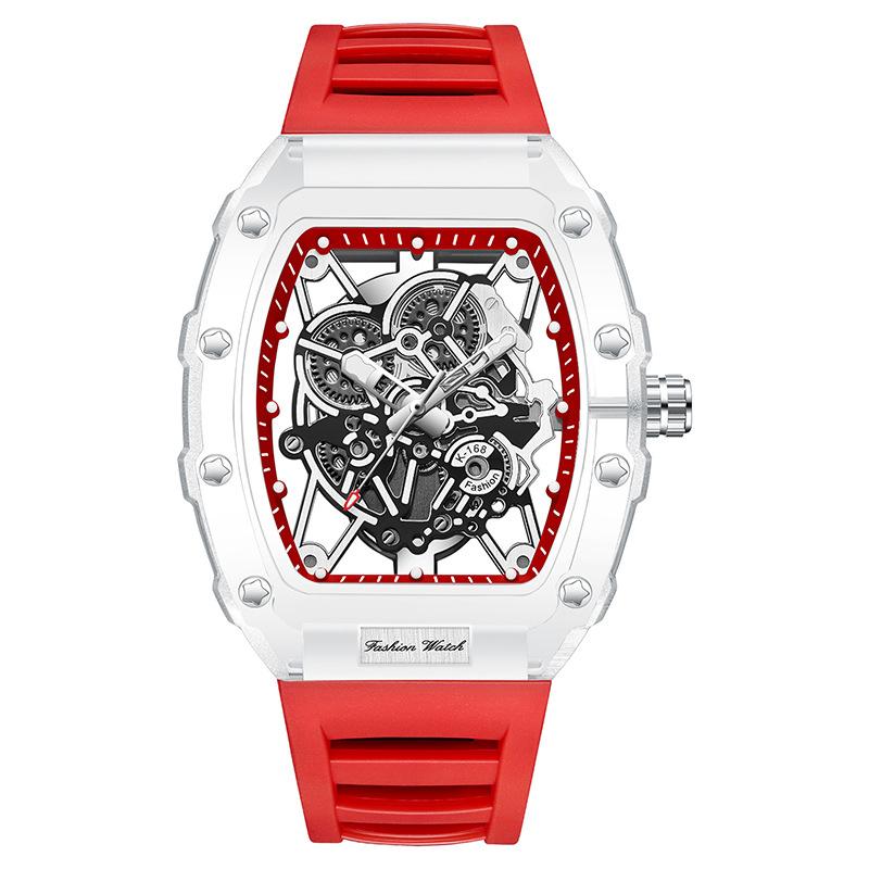 UTHAI Herrenuhr Mode Sport Nachtlicht Wasserdicht Transparent Eimerförmig Herrenuhr Quarz Uhr Uhr Herren Geschenk