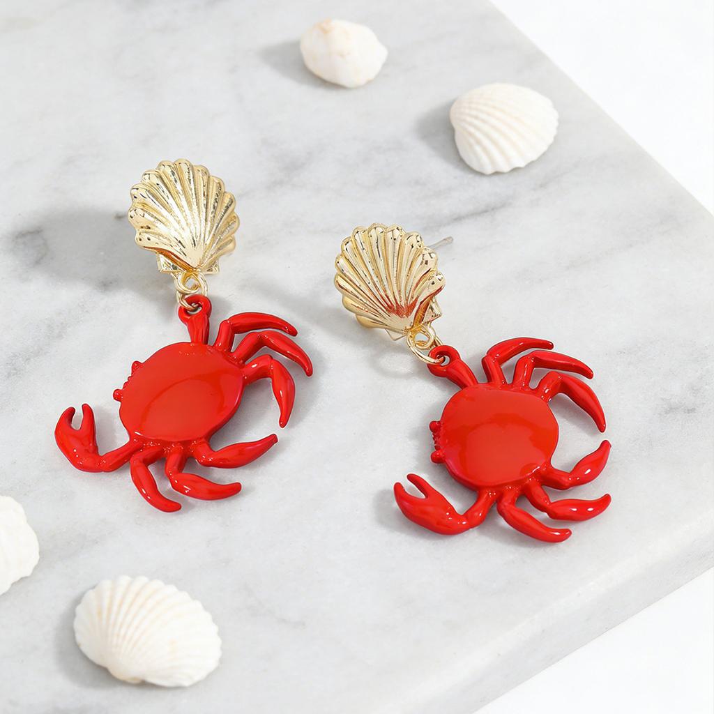 European and American personality crab earrings marine animal series enamel craft earrings summer fashion earrings