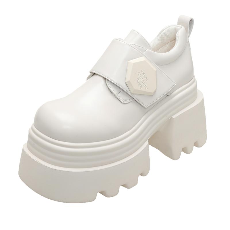 Fashion 10cm Synthetic Leather Comfy Platform Wedge Pumps Chunky Sneaker High Brand Spring Autumn Casual Shoe British Style Chunky Shoes