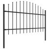 Spear Tipped Steel Garden Fence 359 X 125 Cm Black