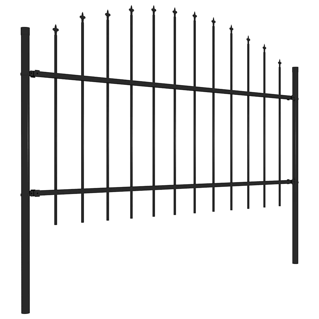Spear Tipped Steel Garden Fence 359 X 125 Cm Black