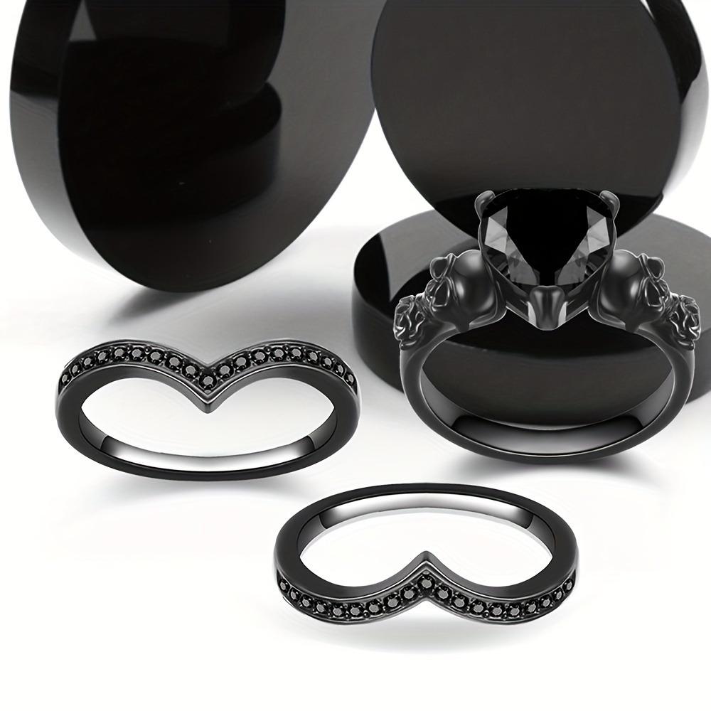 Gothic Style Stacking Ring Inlaid zirconia Horror Skull Design On The Band Multi Colors To Choose Perfect Halloween Decor