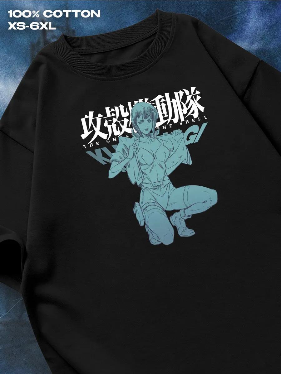 

Ghost in the Shell black T‑shirt Mens Tshirt Womens Tshirts with Letters Print Short Sleeves T-Shirt Casual Street Tee Shirt Top XXXL