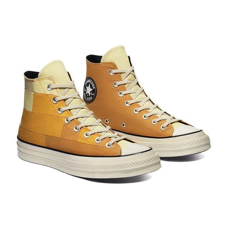 Converse Chuck 70 High Plant Color Patchwork - Gravel Egret Unisex Sneakers Orange Black 170683C