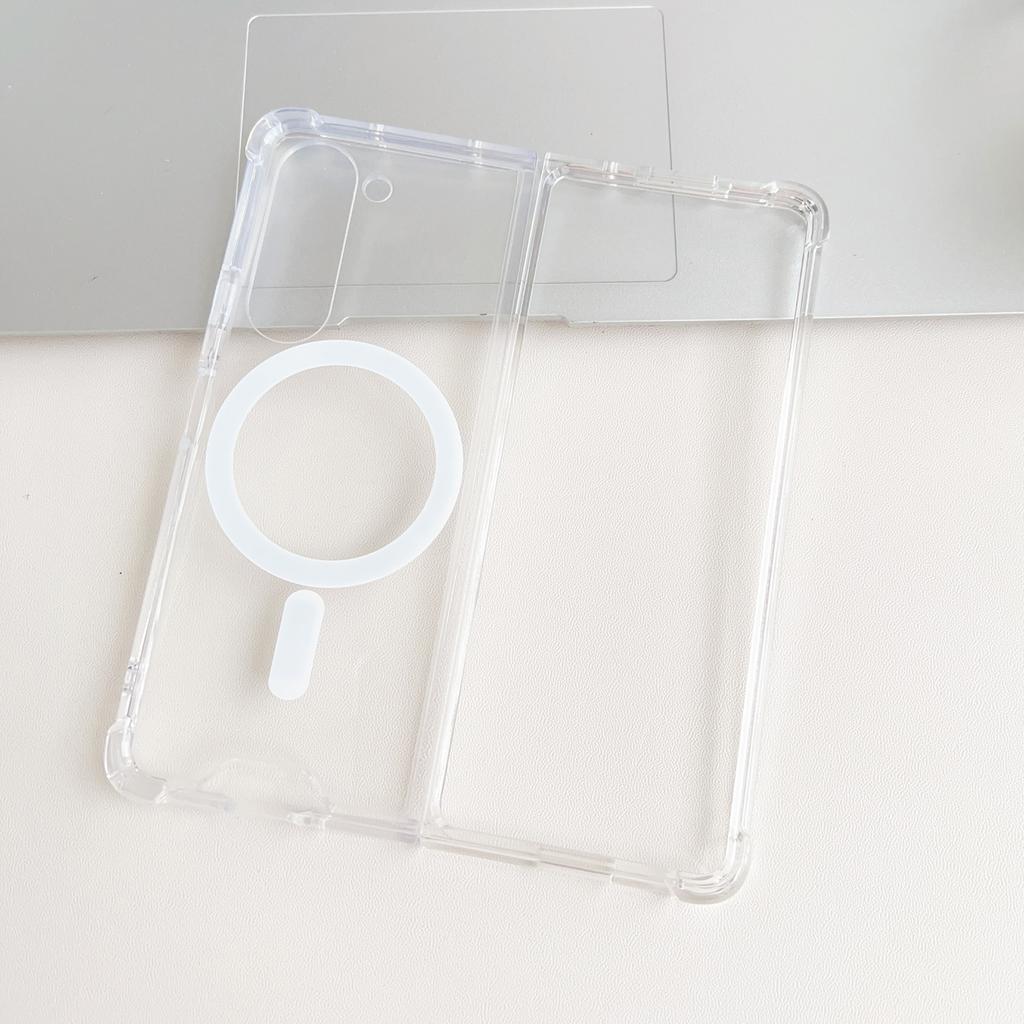 For Samsung Galaxy Z Fold6 5G Clear Case Acrylic Back Phone Cover Compatible with MagSafe