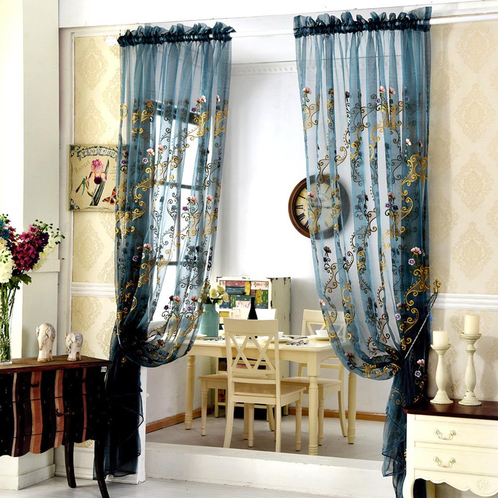 1 STÜCK Europäischer Vorhang aus besticktem Tüll, weiß, transparent, Gaze, Garn, Voile, Vorhänge, Fenstervorhang, Wohnzimmer, NAPEARL