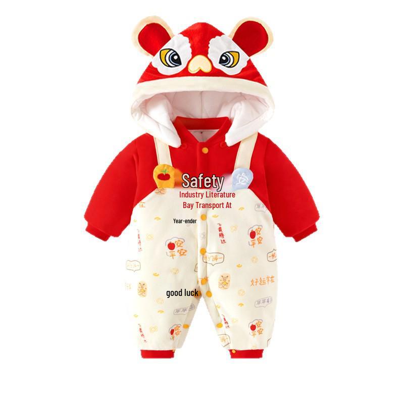 Red Festive Baby Jumpsuit for New Year & Winter Celebrations