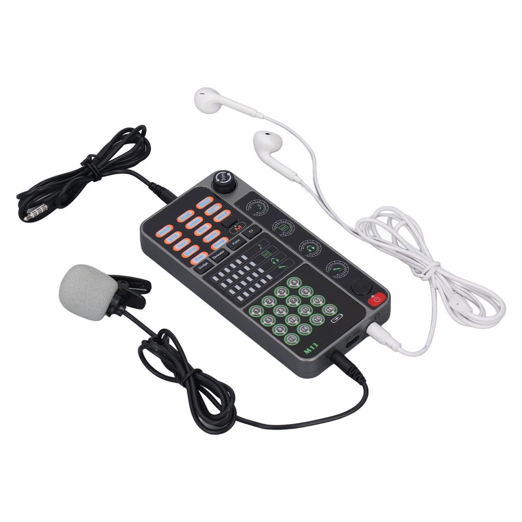 Voice Changer Live Sound Card Portable Voice Disguiser with Bluetooth DJ Controller for Live Streaming Singing Gaming