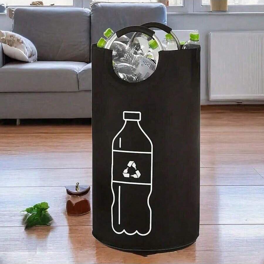 82L Empty Bottle Storage Basket Folding Kitchen Wastewater Bottle Collector Bag with Aluminum Handle Large Capacity Bin