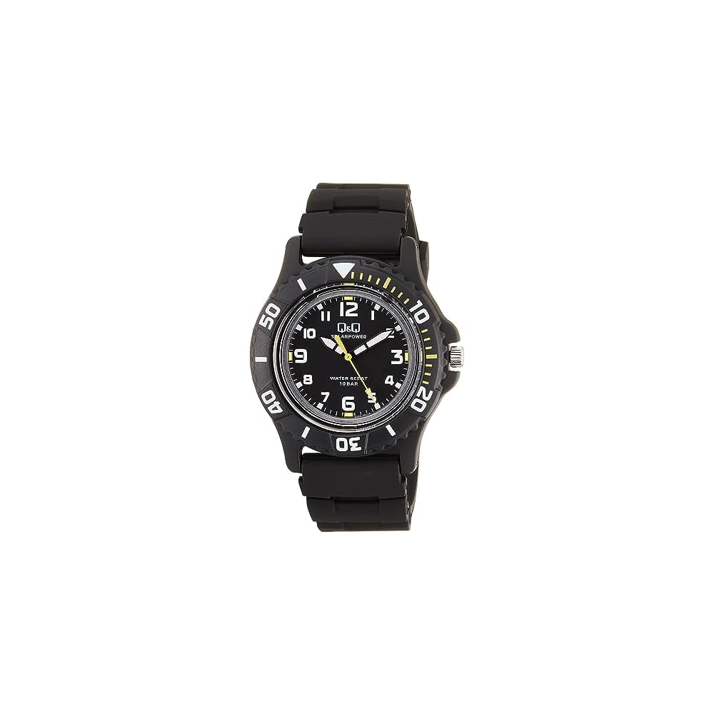 Citizen Q&Q Analog Solar Watch 10 ATM Water Resistant Rubber Strap E02A-001VK Men s Black