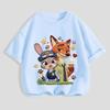 Zootopia Judy Nick Print Childrens Cotton Tshirt Versatile Casual Top for Girls Summer Shortsleeved Round Neck Girls Clothing