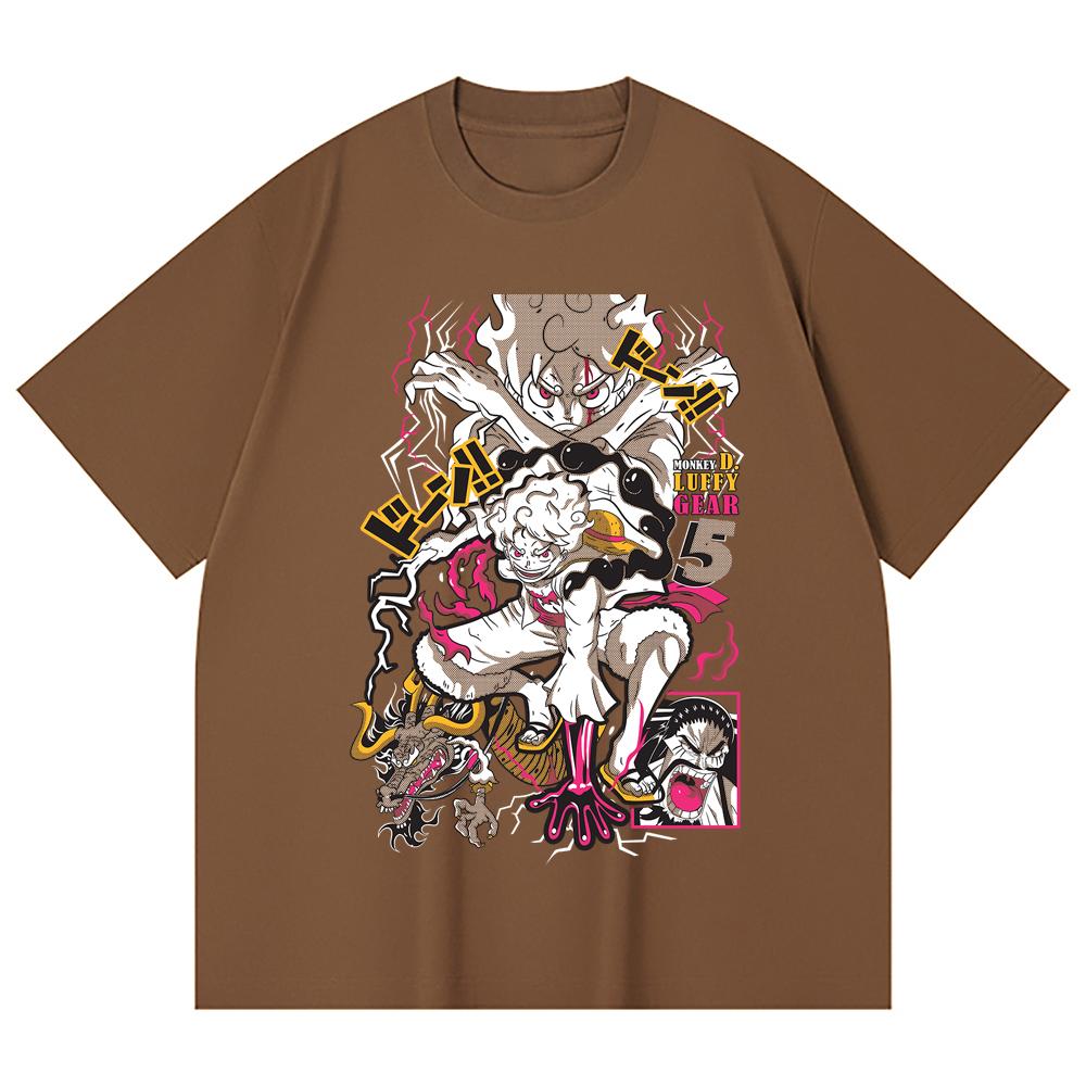 230 Gsm 100% Cotton One Piece V23 Luffy Gear Print Unisex Heavy Cotton T Shirt