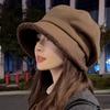 Small Face Big Head Circumference Hat Women's Autumn and Winter New Stacking Hat Cold-proof Velvet Octagonal Hat Versatile Bucket Hat