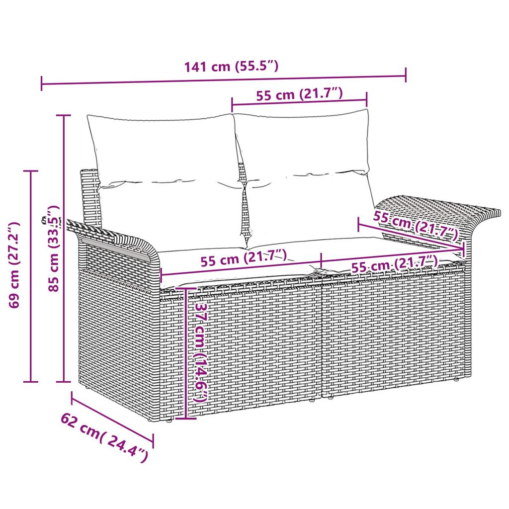 Garden Sofa Set with Cushions 8 Pcs Grey Poly Rattan