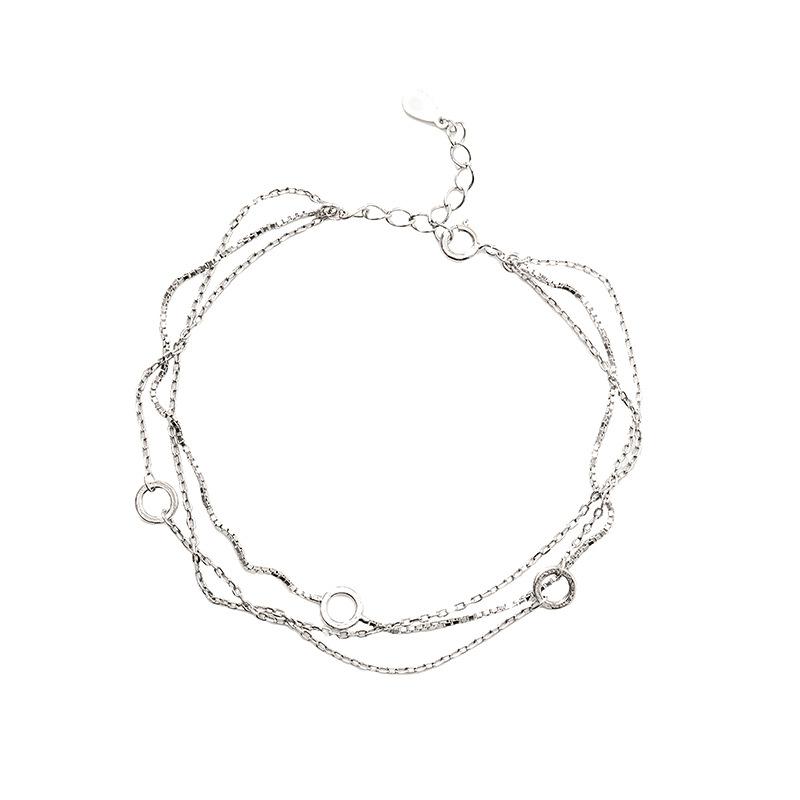 925 Silver Three-Layer Chain Circle Bracelet For Women Simple Exquisite Gift Wedding Accessories