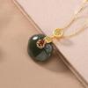Independent Design New In Natural Hetian Jade Geometric Pendant Necklace For Women Chain Exquisite Elegant Light Luxury Jewelry