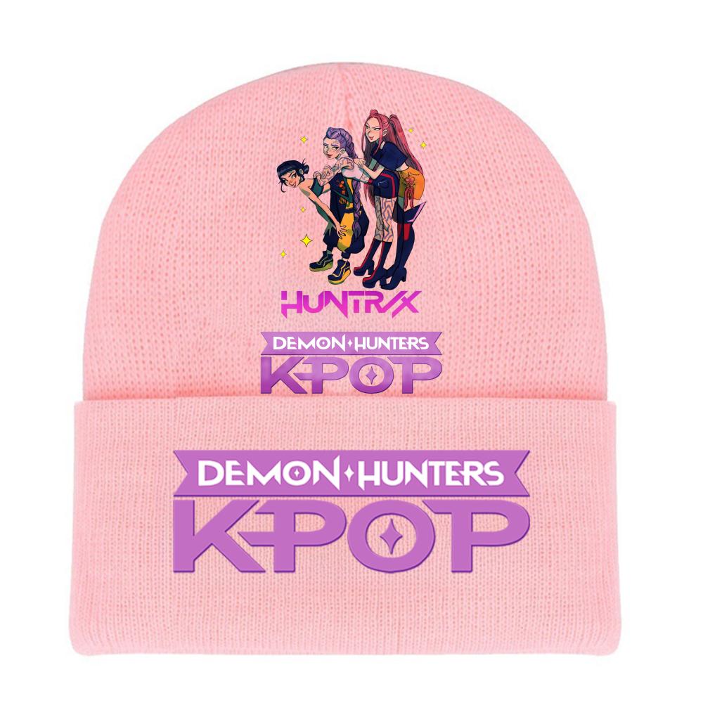 Kpop Demon Hunters HUNTRIX SAJABOYS Letter Printed Rolled-edge Woolen Knitted Cap Thickened Cold Season Adult Hat Fans Birth Date Present