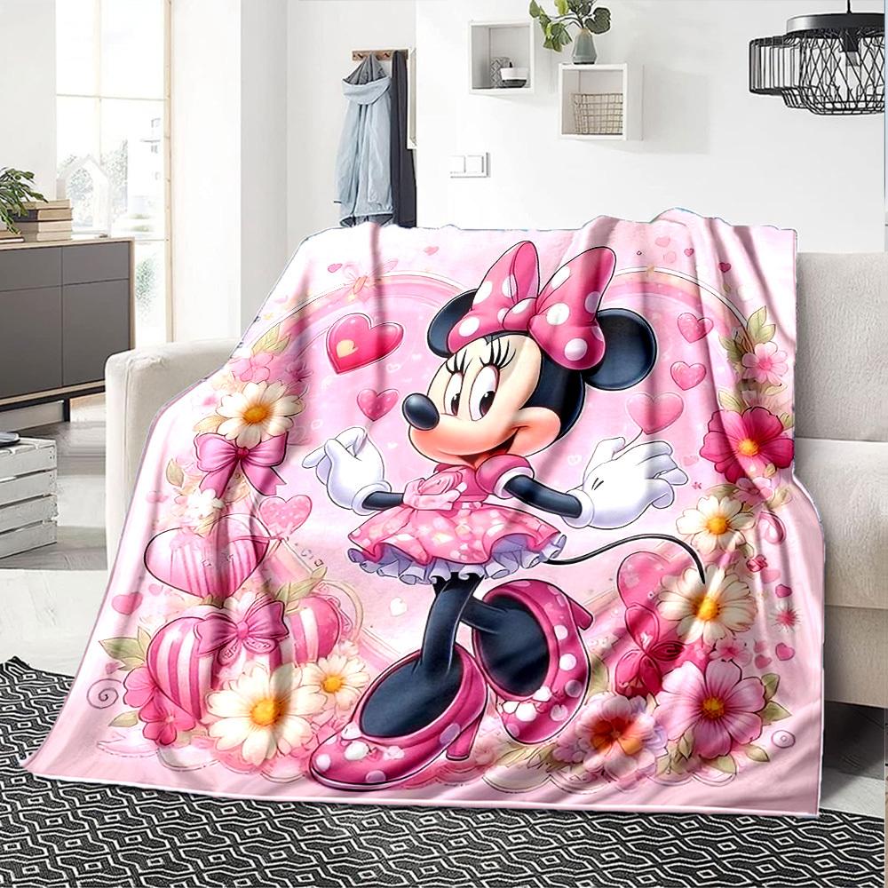 1 pezzo Rosa, adorabile coperta di Minnie Leggero Plaid in Flanella per Divano Letto Viaggio Campeggio Soggiorno Ufficio Divano Sedia