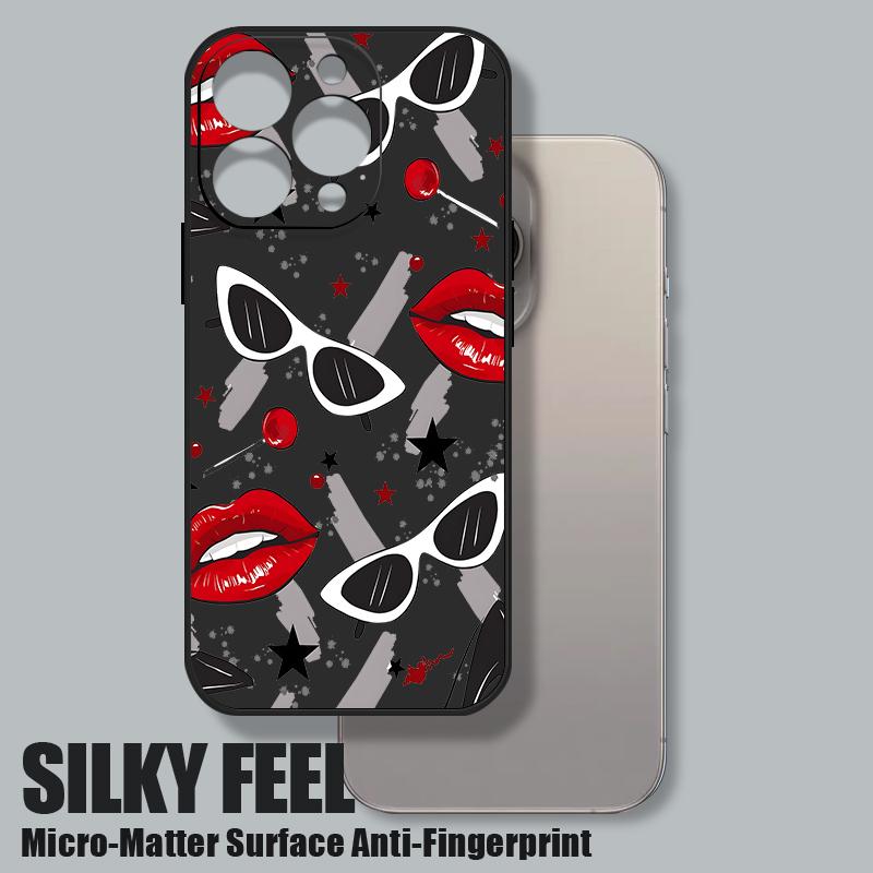 Custodia con Laccetto e Fantasia Baci Labbra per iPhone 17 Pro Max Funda iPhone 16 15 14 13 Pro Max 11 16E 17E Cover Morbida in Silicone