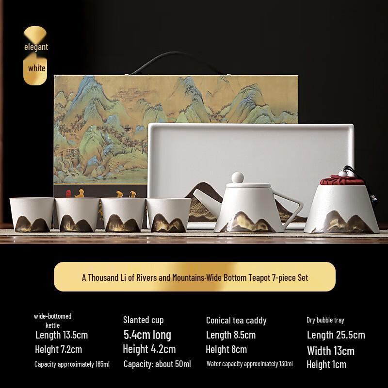 

Ink Wash Japanese Ceramic Teapot Gift Set Qianli Jiangshan Oriental Gift