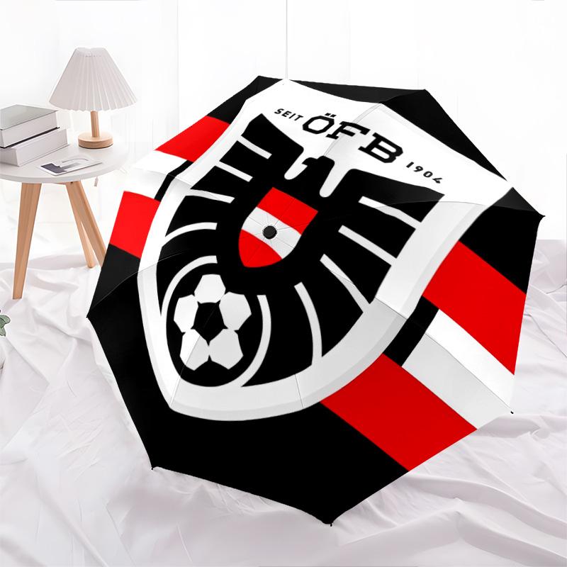 Austria national football team pattern, automatic folding umbrella, portable and foldable design, 8 ribs, a Christmas or birthday gift.