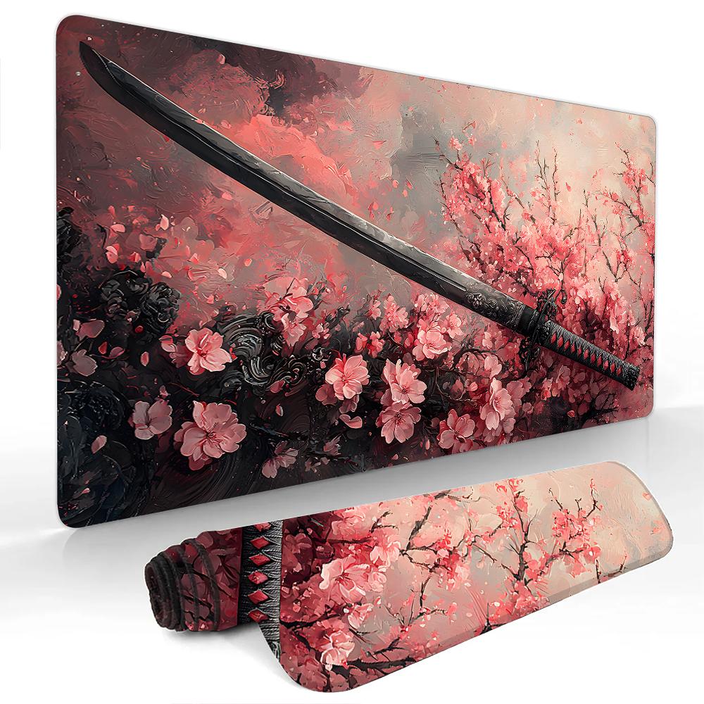 Samurai And The Red Sun Gaming Mouse Pad Nonslip Durable Desk Mat Pc Accessories Mousepads Katana Gaming Mats Tapis De Souris