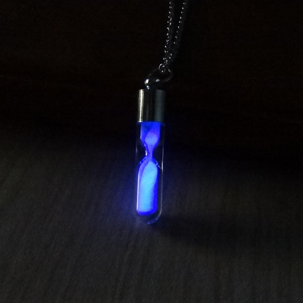 Luminous Hourglass Crystal Pendant Necklace - Women's Quicksand Wishing Bottle Jewelry