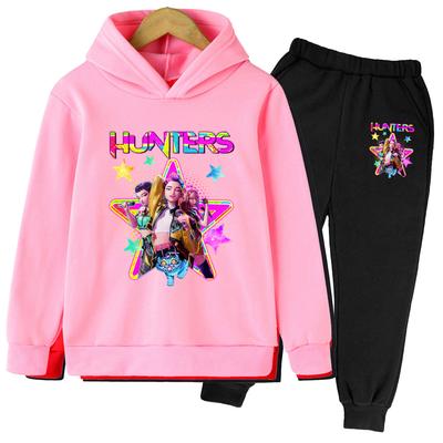 KPop Demon Hunters Cartoon Girls' Hoodie+Pants Two Piece Set Girls' KPop Children's Boys' Hoodie Top Sweatshirt Set