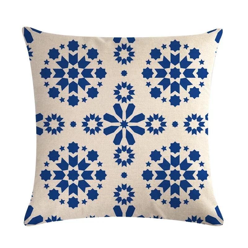 Geometric Design Cushion Cover Printed Linen Cushion Pillowcase Sofa Bedroom Children'S Room Home Decoration 45X45Cm
