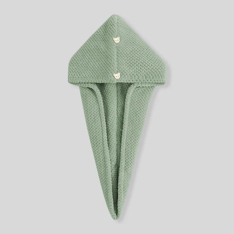 Care Cap with Button Super Absorbent Hair Towel Wrap Fast Drying Hair Wraps Women Bathroom Accessories Microfiber Hair Towel
