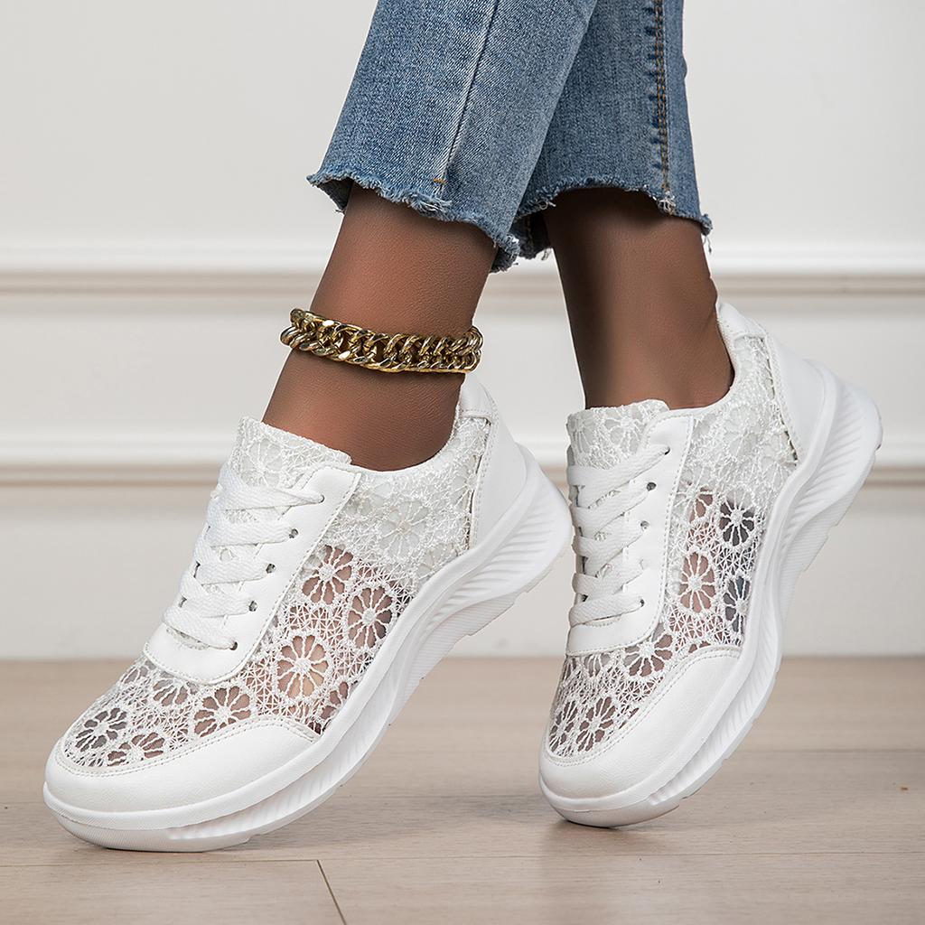 Women Wide Toe Hollow Sneakers Summer Breathable Casual Sports Shoes Lightweight Flower Design Board Shoes for Walking Daily