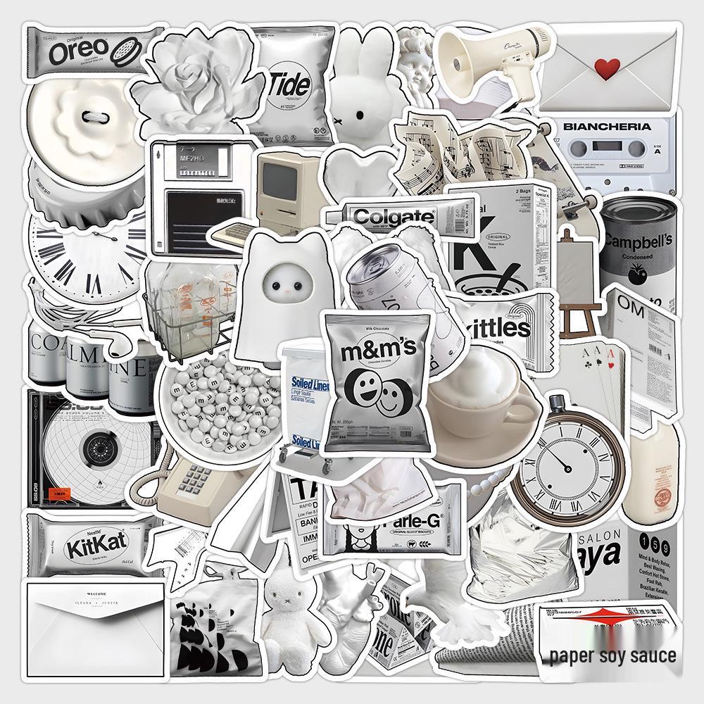 60 listů vícebarevných samolepek ve stylu INS: Realistické malé předměty v modré, růžové, fialové, žluté a zelené barvě