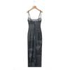 American Retro Tie-dye Printing Thin Suspender Dress Female Sexy Side Split Waist Design Slim Dress
