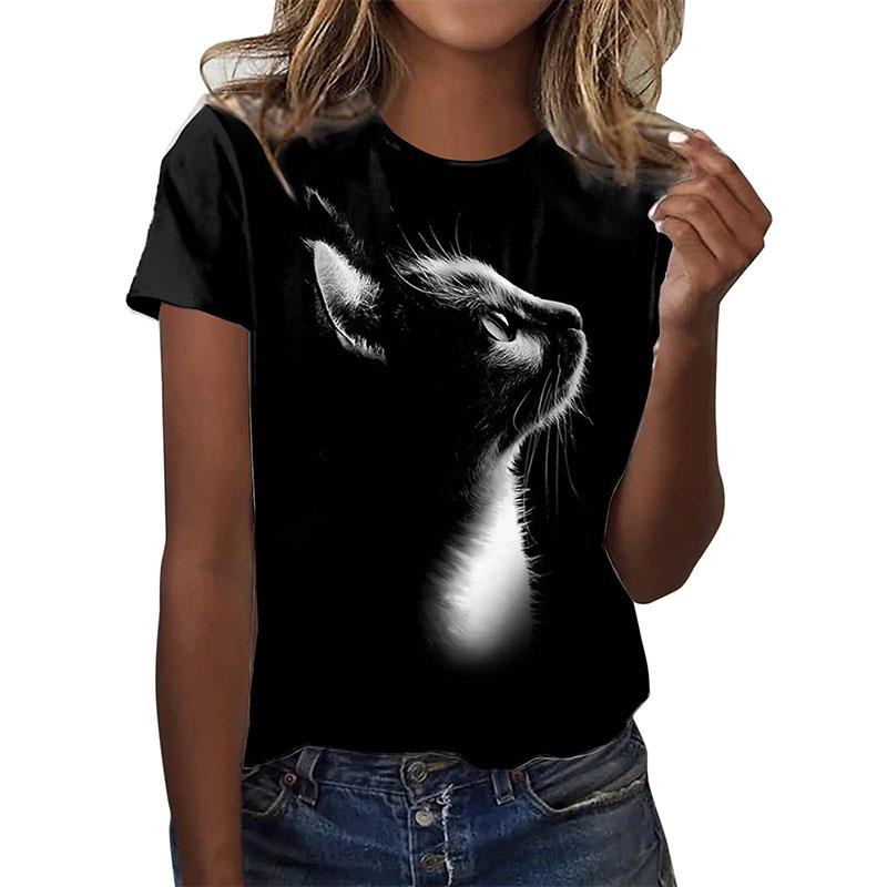 New Kitten Animal T-shirt Cat 3D Print Summer Women Short Sleeve T Shirts Streetwear Harajuku Y2k Tops Woman Girls Tees Clothing