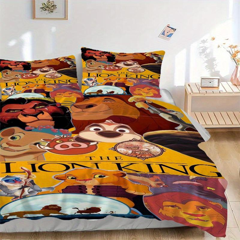 3-teiliges Set König der Löwen, Simba, Mufasa Bettwäsche-Set mit Bettbezug+Kissenbezügen, Ganzjahres-Polyester, Reißverschluss60