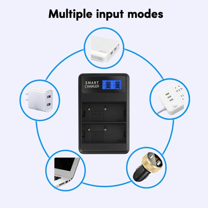 Praktisches und tragbares BLH1 LCD Doppelschacht-Ladegerät Kamera-Akkuladegerät für Olympus EM1 MARKII EM1-2 EM1 Mark 2 EM1