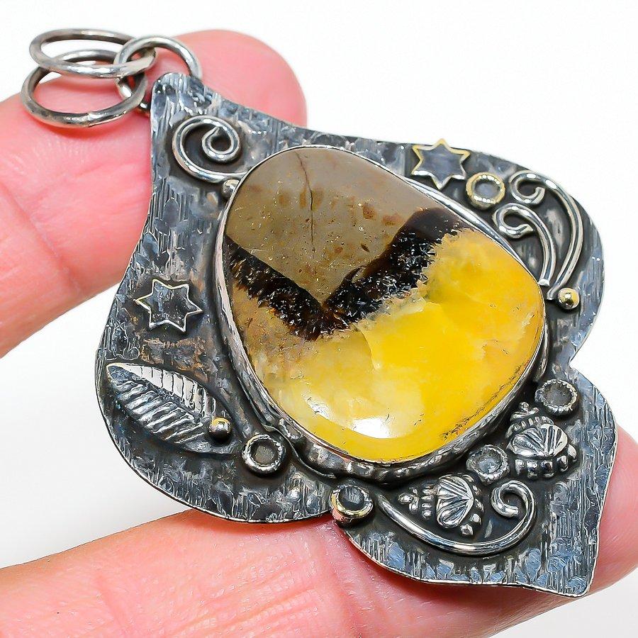 

Septerian Stone Handmade 925 Sterling Silver Jewelry Pendant 2.88 i4U28