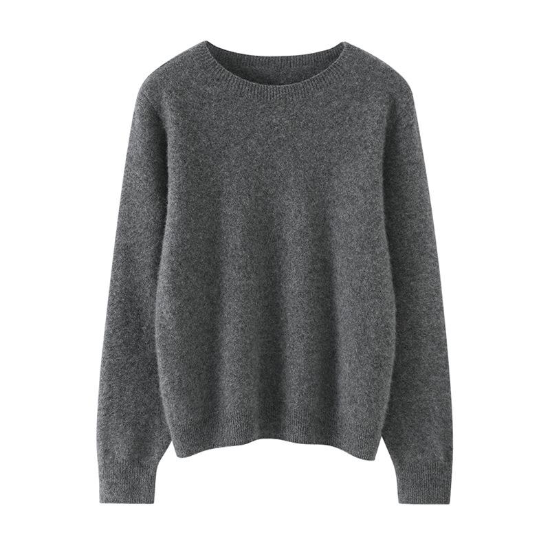 Women's Pure Cashmere Round Neck Sweater - New Fashion, Solid Color, Versatile Warm Knit Pullover