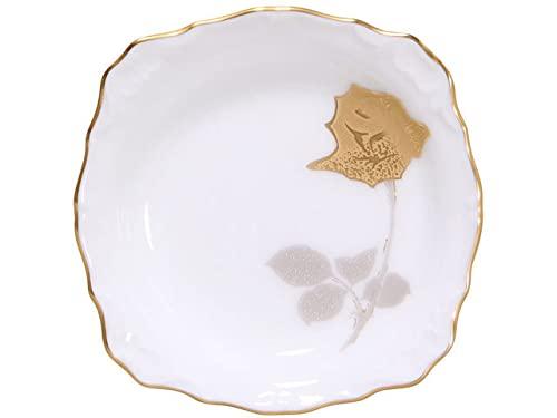 Okura Pottery Technique Series "Golden Etched Rose" 10cm Relief Small Plate, Made in Japan, 119H/2016